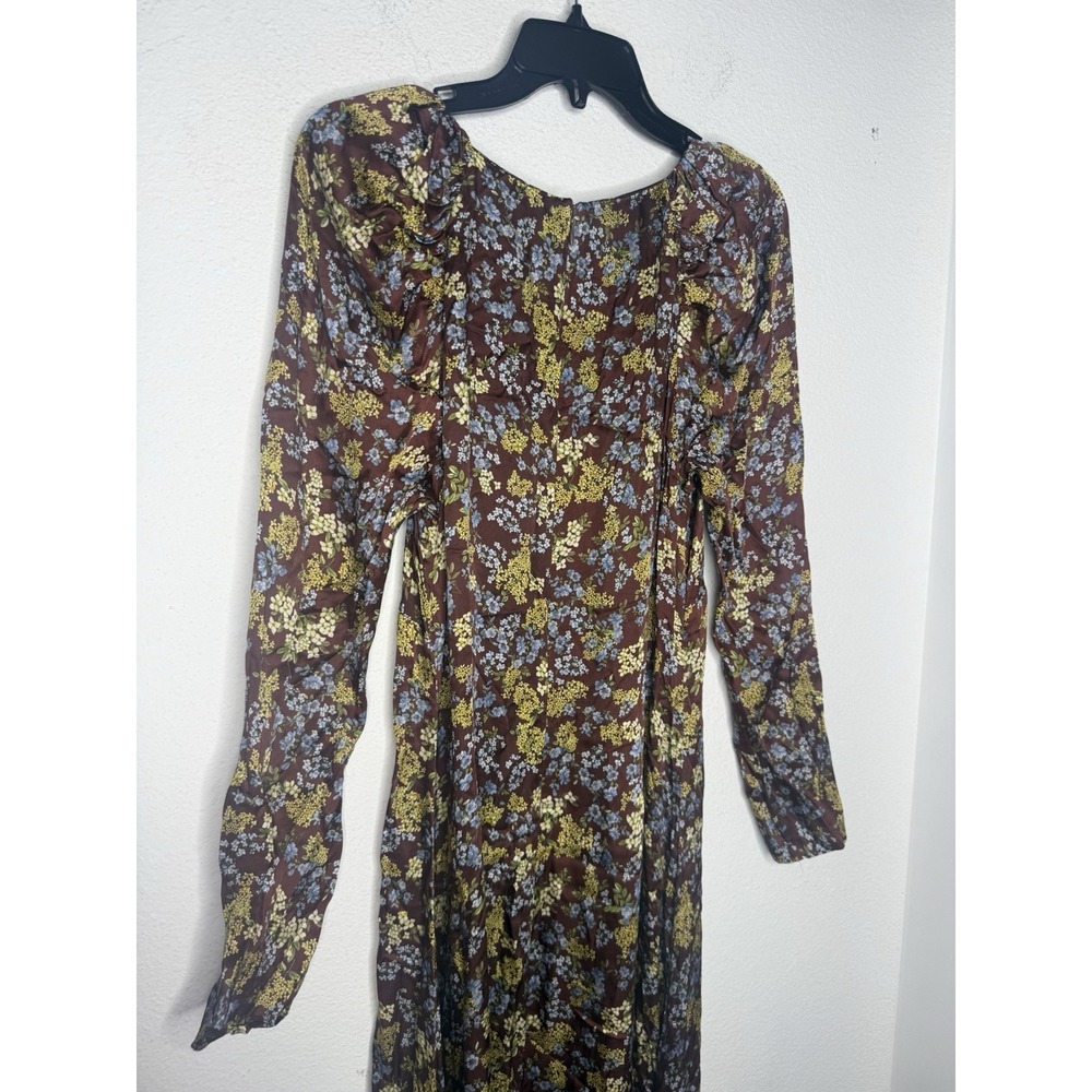 $695 Rentrayage Women's Brown Floral Ruched Baby Cleo Dress Size 6 - Picture 7 of 15